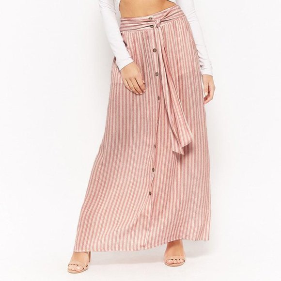 Forever 21 Dresses & Skirts - Forever 21 Long  Maxi Skirt Red White Buttons L